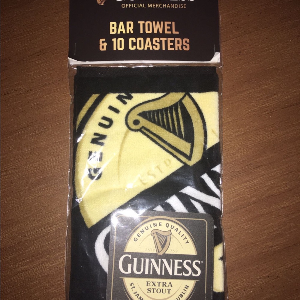 Guinness Bar Towel and Coaster Set